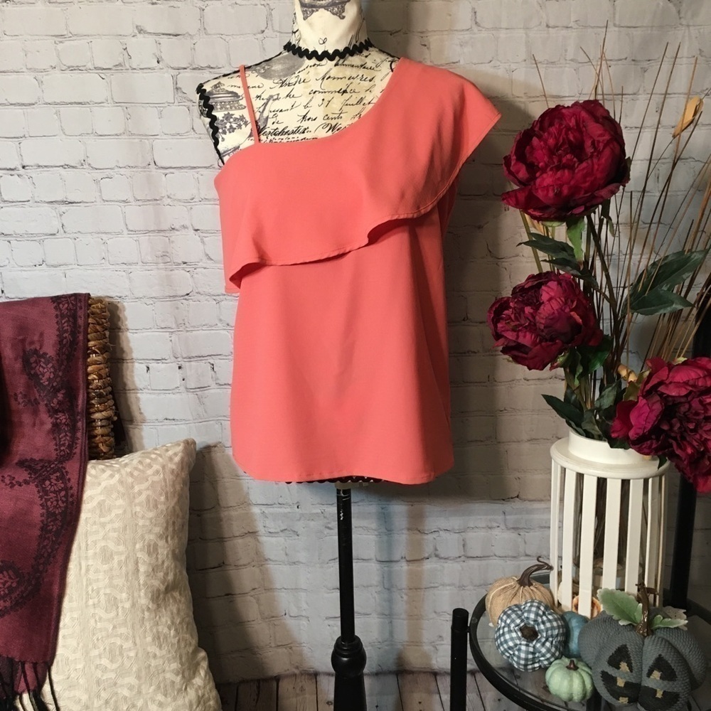 Charlie Paige one shoulder ruffle blouse